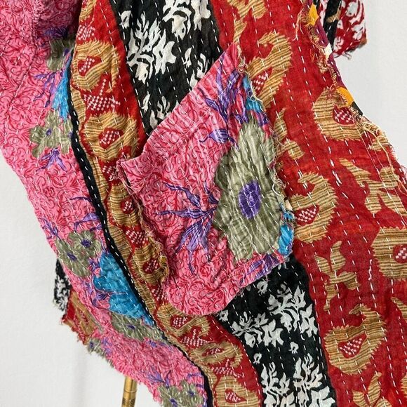 Jaded Gypsy Kantha Kimono OS  Frayed Edges Boho Festival Cottage Artsy Rustic - Picture 7 of 16